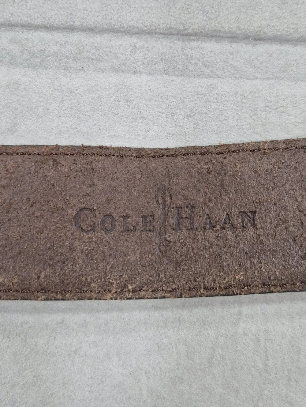 Cole Haan belt men's 36 sage green soft leather brushed silver buckle